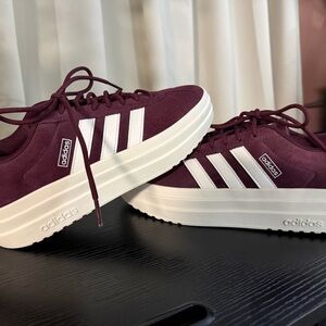 Adidas Women's Maroon and White Sneakers NWOT